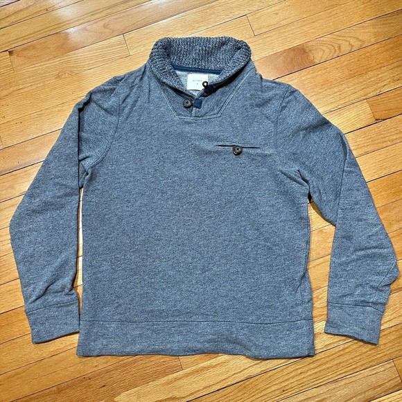 Billy Reid Mens Pullover Mock Shawl Neck Knit Sweater Gray Size Medium M EUC - Picture 2 of 11